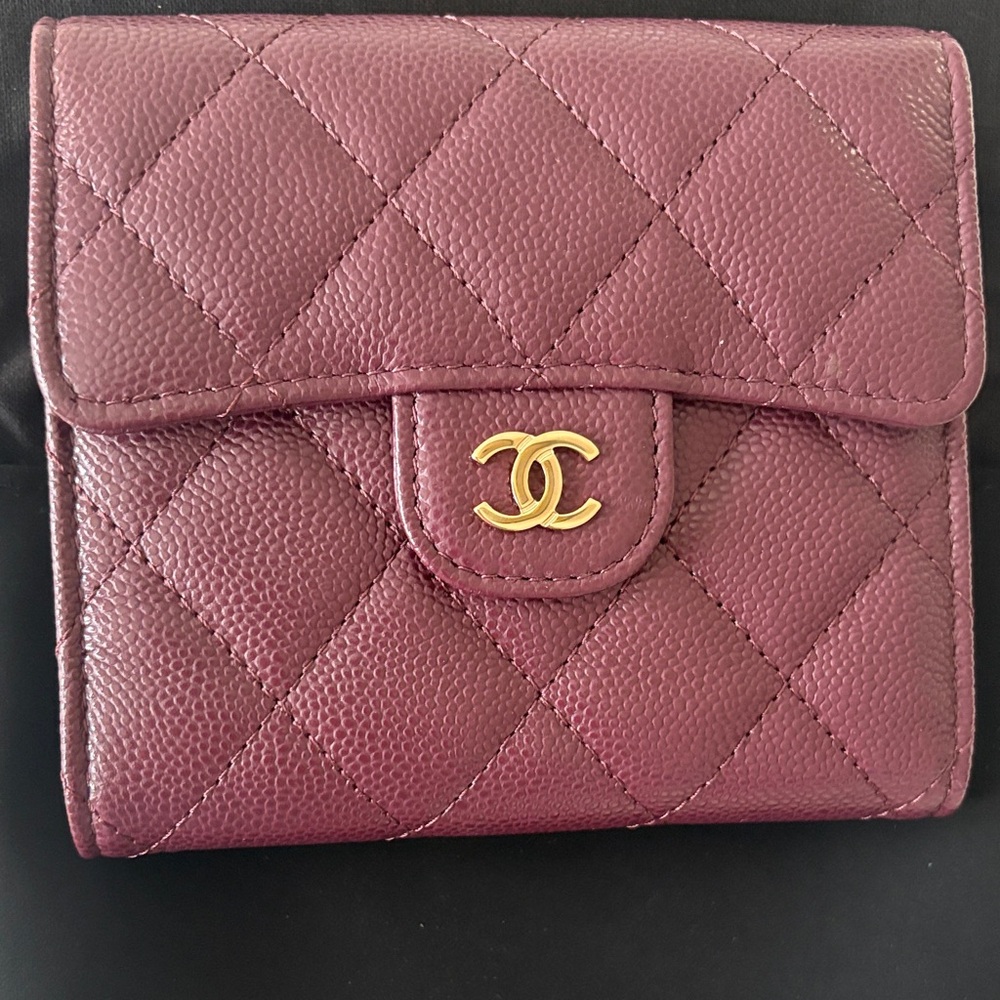 Chanel Burgundy Quilted Wallet